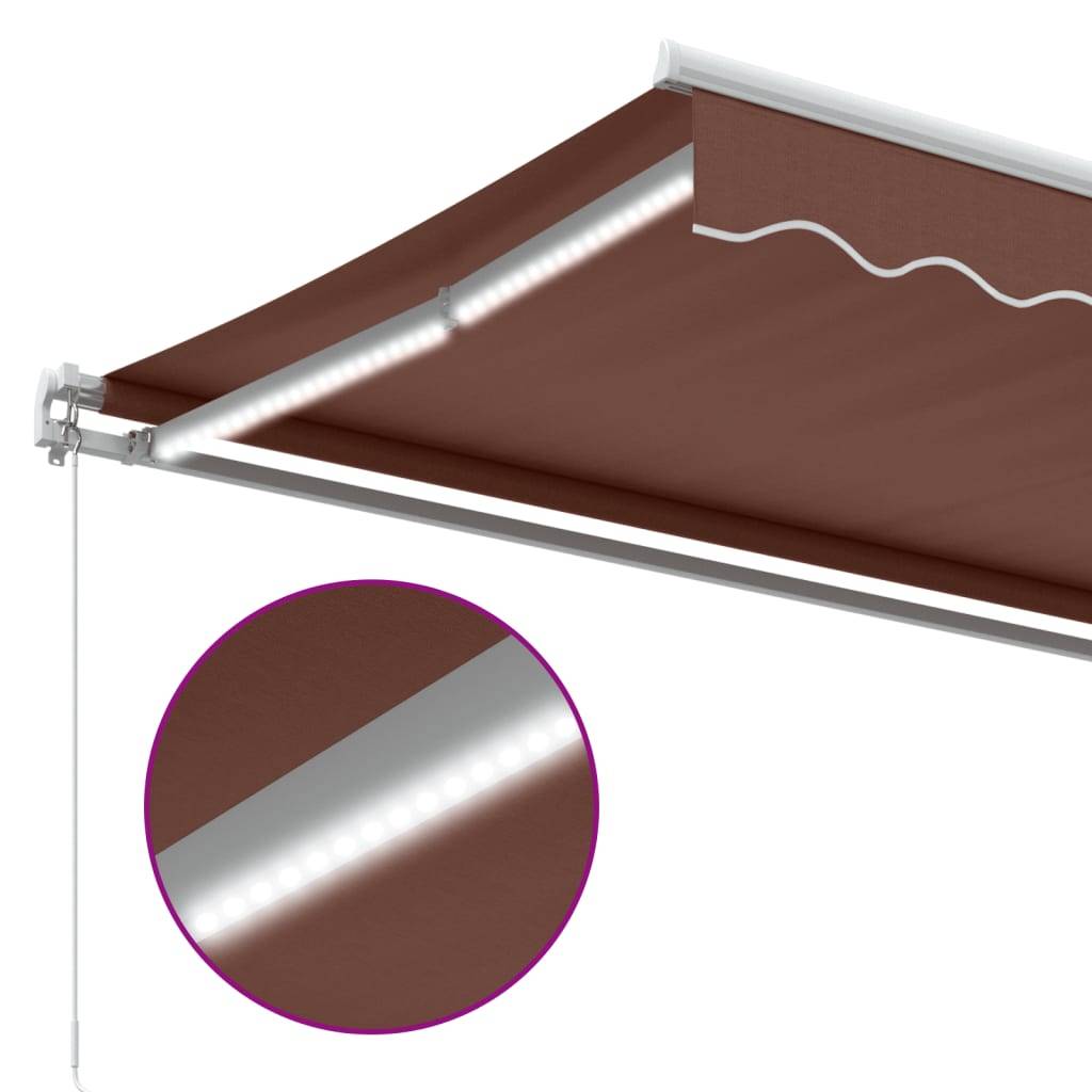 Store Banne Manuel Aluminium pour Terrasse Éclairage LED 500x350cm Marron - ComfortXL Outdoor Living - Image 8