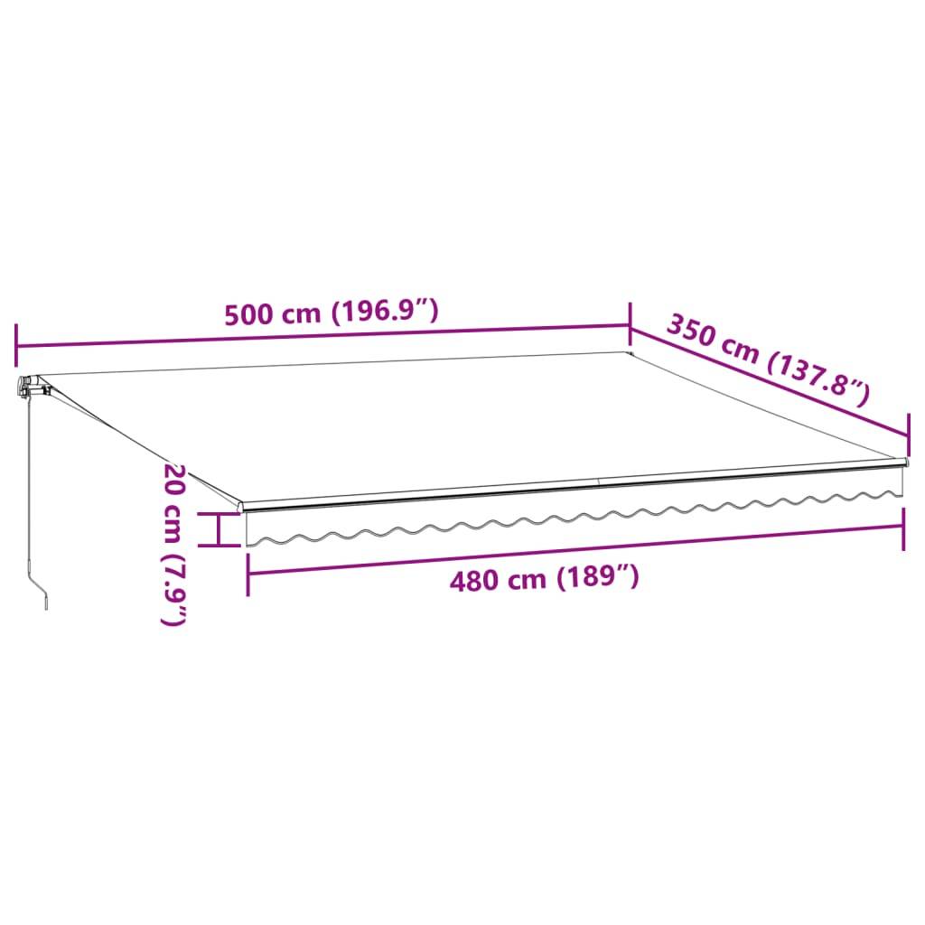 Store Banne Manuel Aluminium pour Terrasse Éclairage LED 500x350cm Marron - ComfortXL Outdoor Living - Image 10