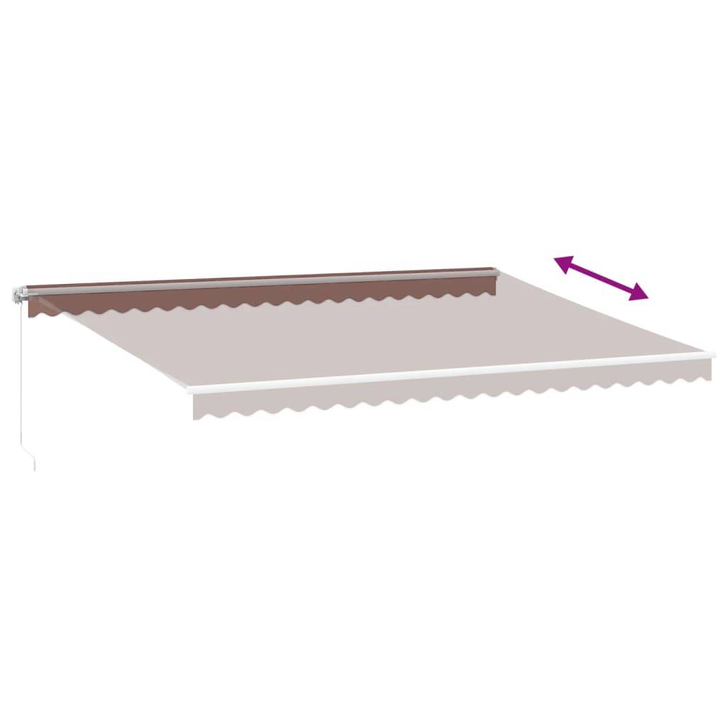 Store Banne Manuel Aluminium pour Terrasse Éclairage LED 500x350cm Marron - ComfortXL Outdoor Living - Image 6