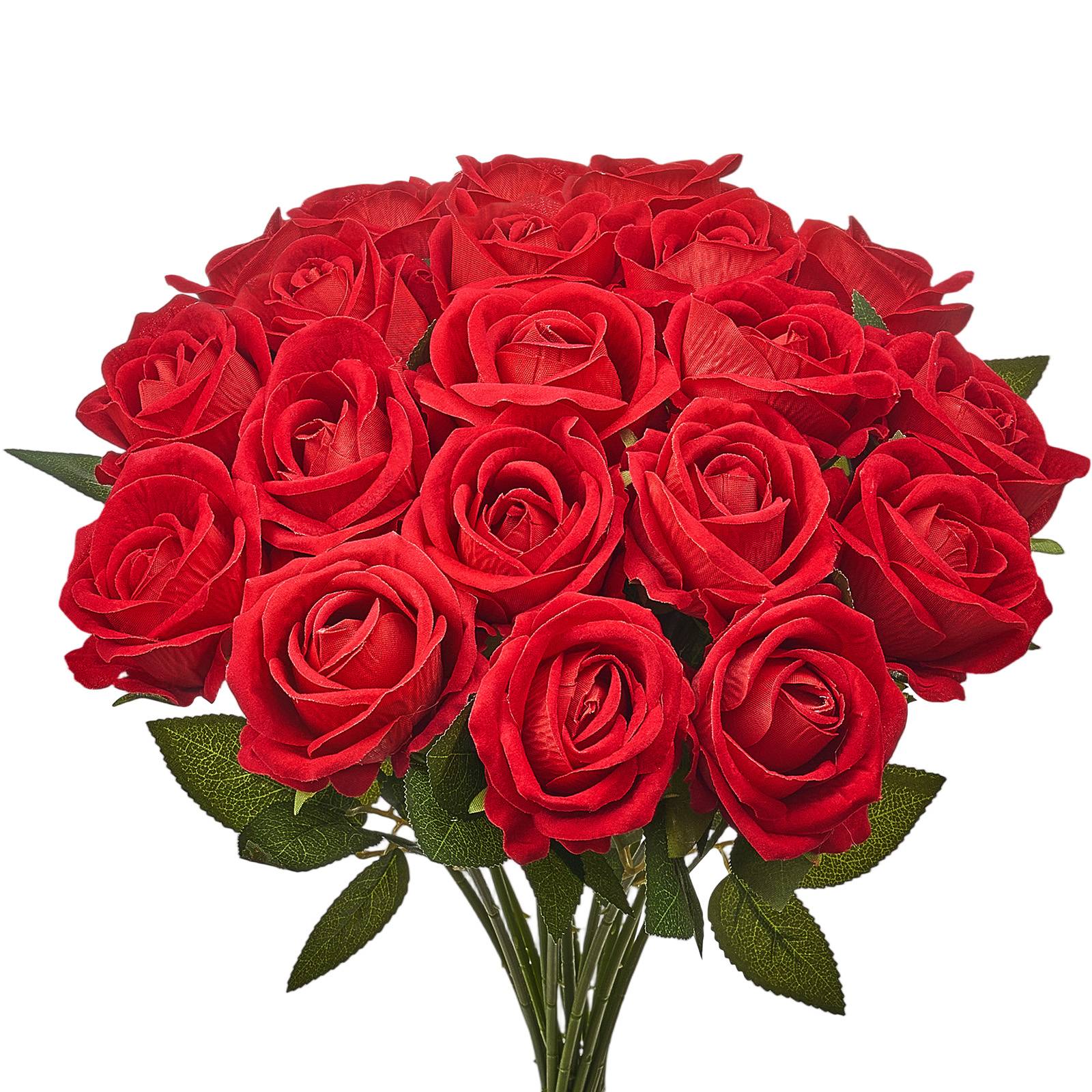 VEVOR Rose artificielle lot de 500, 508mm. Aspect réaliste, tête 70mm. Pour décoration, fêtes. Rouge. - Image 9