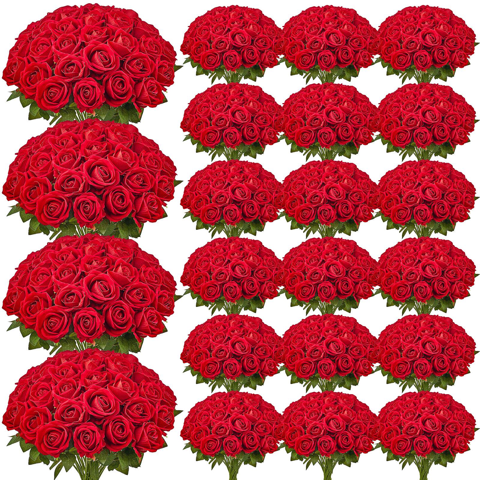 VEVOR Rose artificielle lot de 500, 508mm. Aspect réaliste, tête 70mm. Pour décoration, fêtes. Rouge. - Image 1