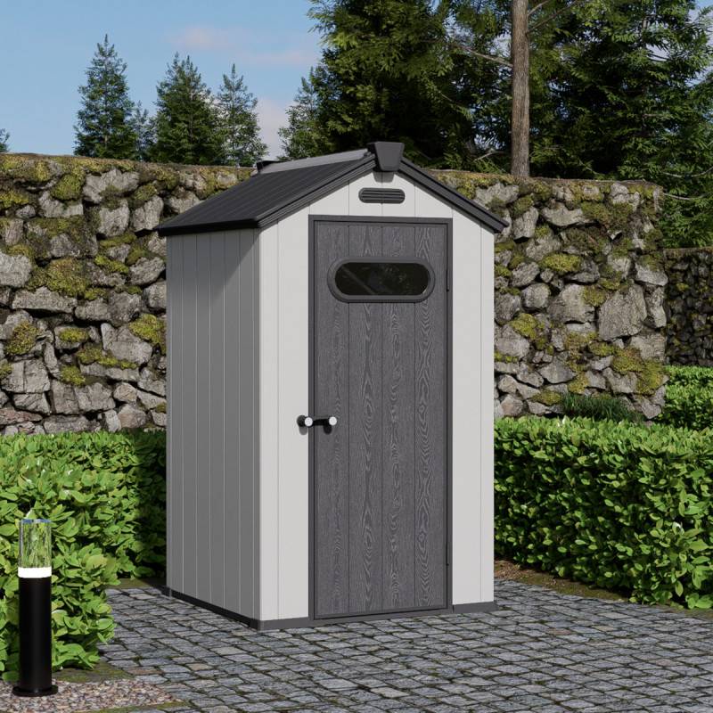 Jobu - Abri de jardin 1,24m² résine brossée gris avec plancher Jobu Docker - Image 1