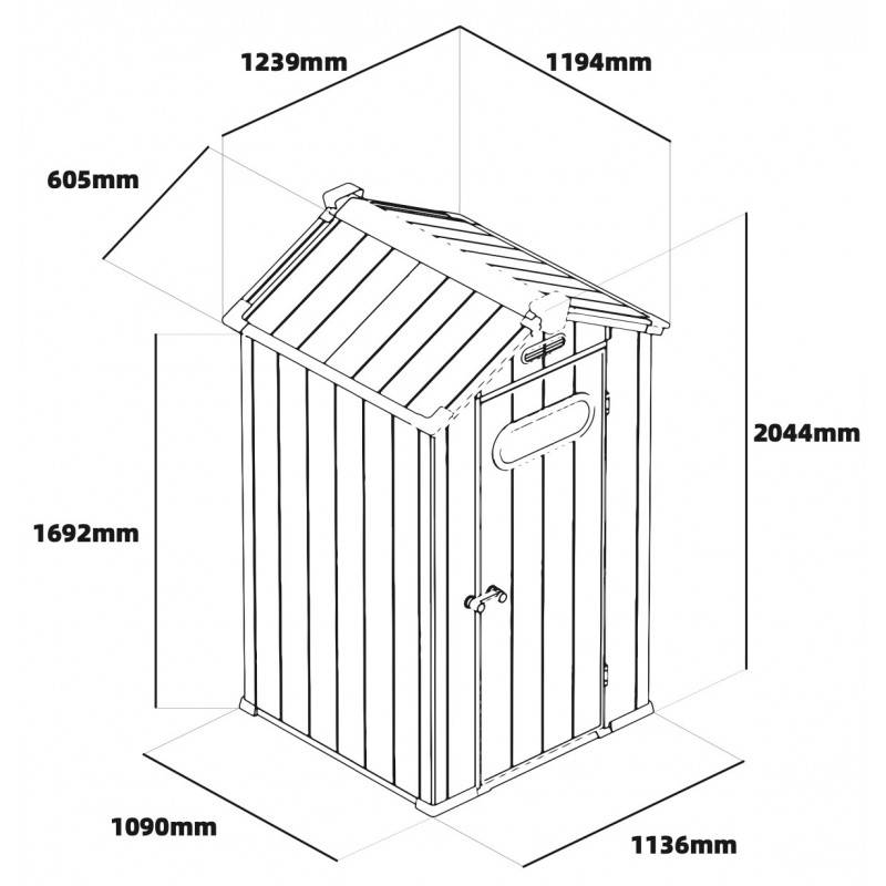 Jobu - Abri de jardin 1,24m² résine brossée gris avec plancher Jobu Docker - Image 4