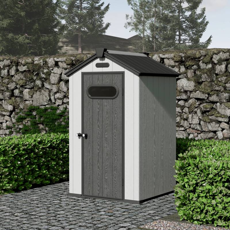 Jobu - Abri de jardin 1,24m² résine brossée gris avec plancher Jobu Docker - Image 2