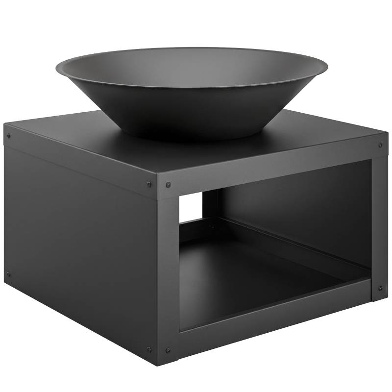 ComfortXL - Brasero extérieur métal noir Ø 59 cm avec rangement bois et tisonnier pour terrasse - ComfortXL Outdoor Living