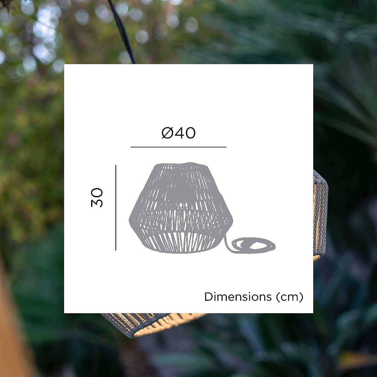 Lampe suspendue avec lumière LED chaude et batterie rechargeable. Fabriquée en Espagne avec des fibres naturelles. CONTA - Imagen 5
