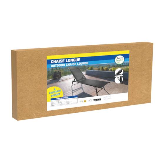 Chaise longue pliante 185x54,5x34,5 cm - Dossier inclinable - Acier/textilène - TERRE JARDIN - Image 9