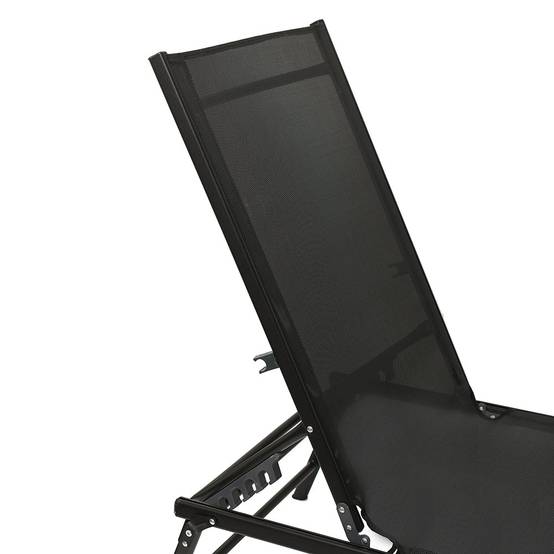 Chaise longue pliante 185x54,5x34,5 cm - Dossier inclinable - Acier/textilène - TERRE JARDIN - Image 10