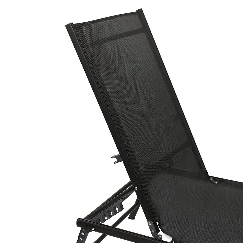 Chaise longue pliante 185x54,5x34,5 cm - Dossier inclinable - Acier/textilène - TERRE JARDIN - Image 10