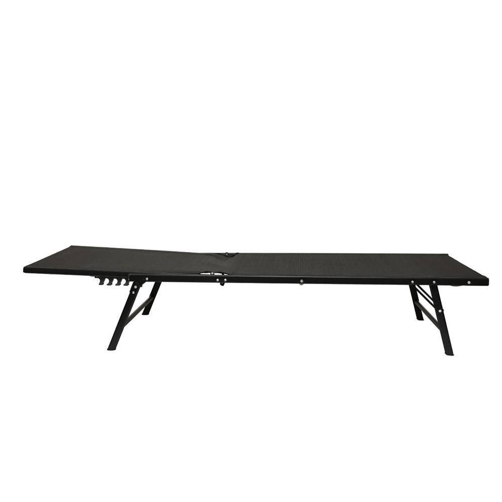Chaise longue pliante 185x54,5x34,5 cm - Dossier inclinable - Acier/textilène - TERRE JARDIN - Image 4