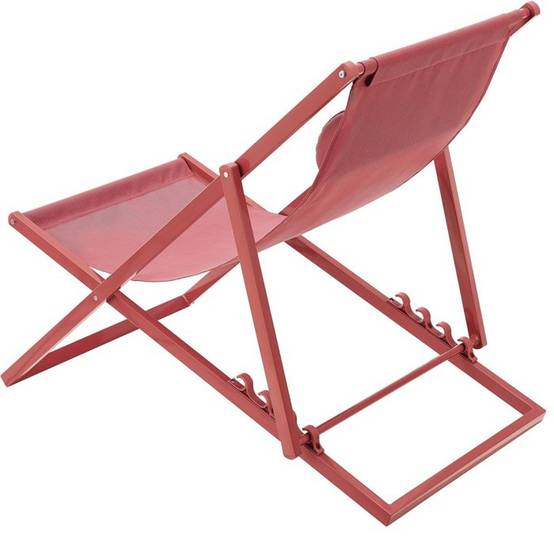 Chilienne transat PAROS rouge terracotta en acier anti-corrosion et textilène, têtière intégrée - SABAIDECO - Image 5