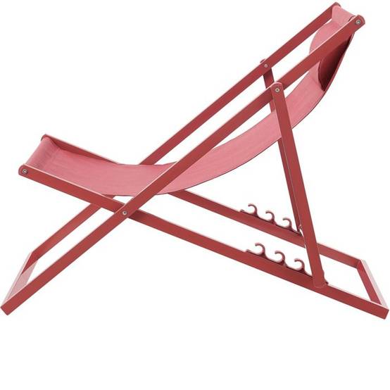 Chilienne transat PAROS rouge terracotta en acier anti-corrosion et textilène, têtière intégrée - SABAIDECO - Image 4