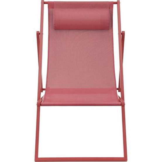 Chilienne transat PAROS rouge terracotta en acier anti-corrosion et textilène, têtière intégrée - SABAIDECO - Image 3