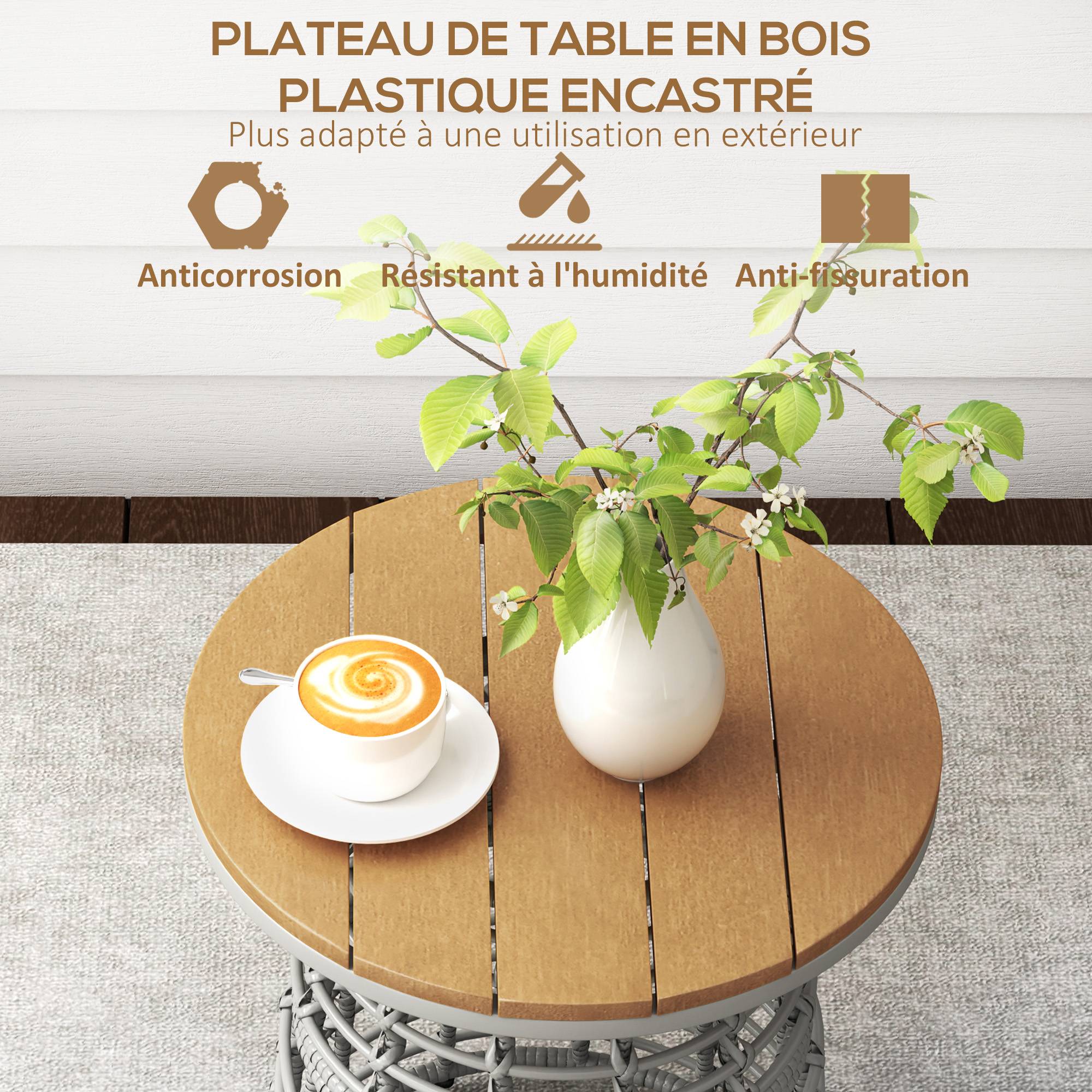 Table basse de jardin résine tressée gris 45 x 45 x 50 cm - PANGIVO - Image 7