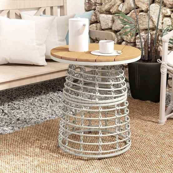 Table basse de jardin résine tressée gris 45 x 45 x 50 cm - PANGIVO - Image 3