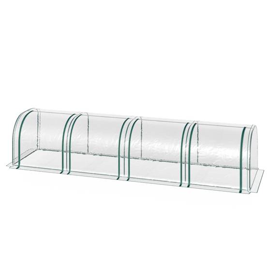 Serre tunnel acier et PVC jardin extérieur protection anti-UV 4 portes 395x100x80cm - ComfortXL Outdoor Living - Image 2