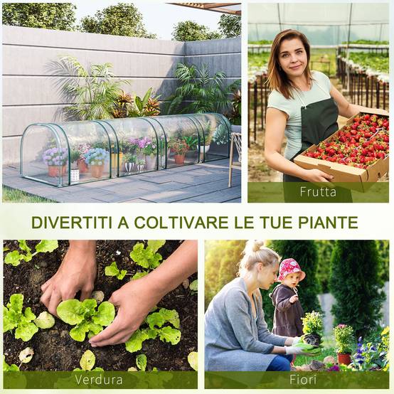Serre tunnel acier et PVC jardin extérieur protection anti-UV 4 portes 395x100x80cm - ComfortXL Outdoor Living - Image 9