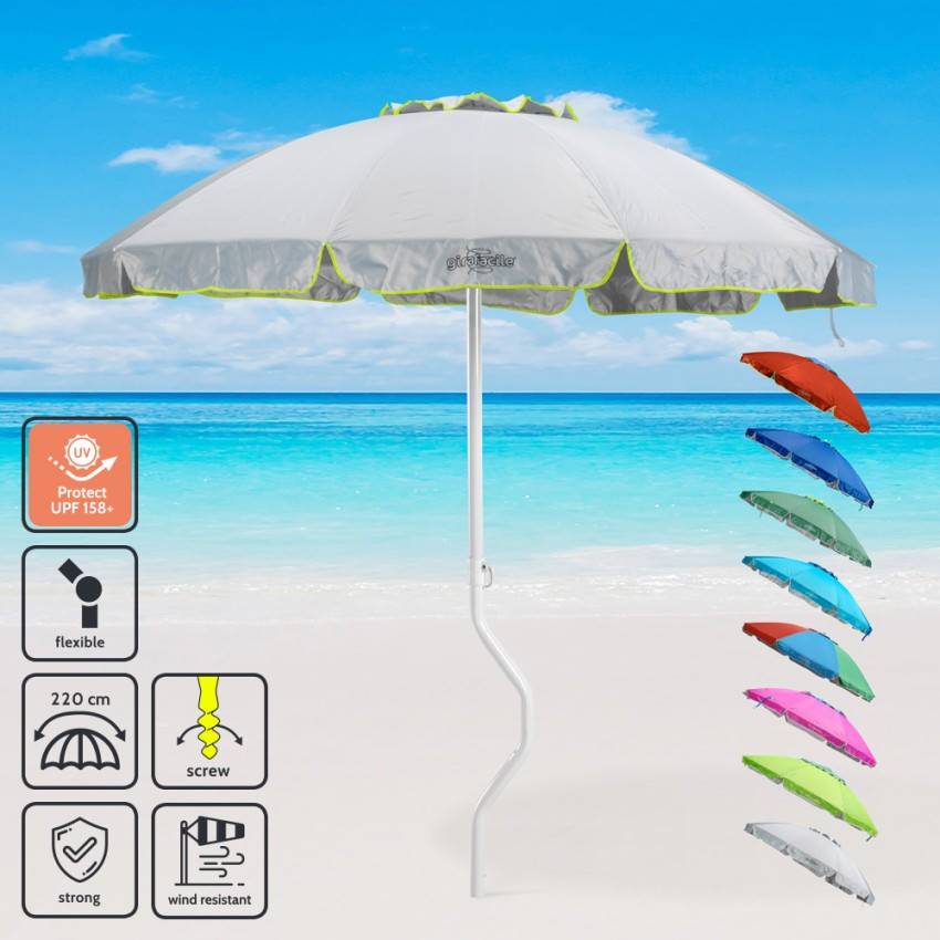 Parasol de plage léger visser protection UV 220 cm Solis - Image 3