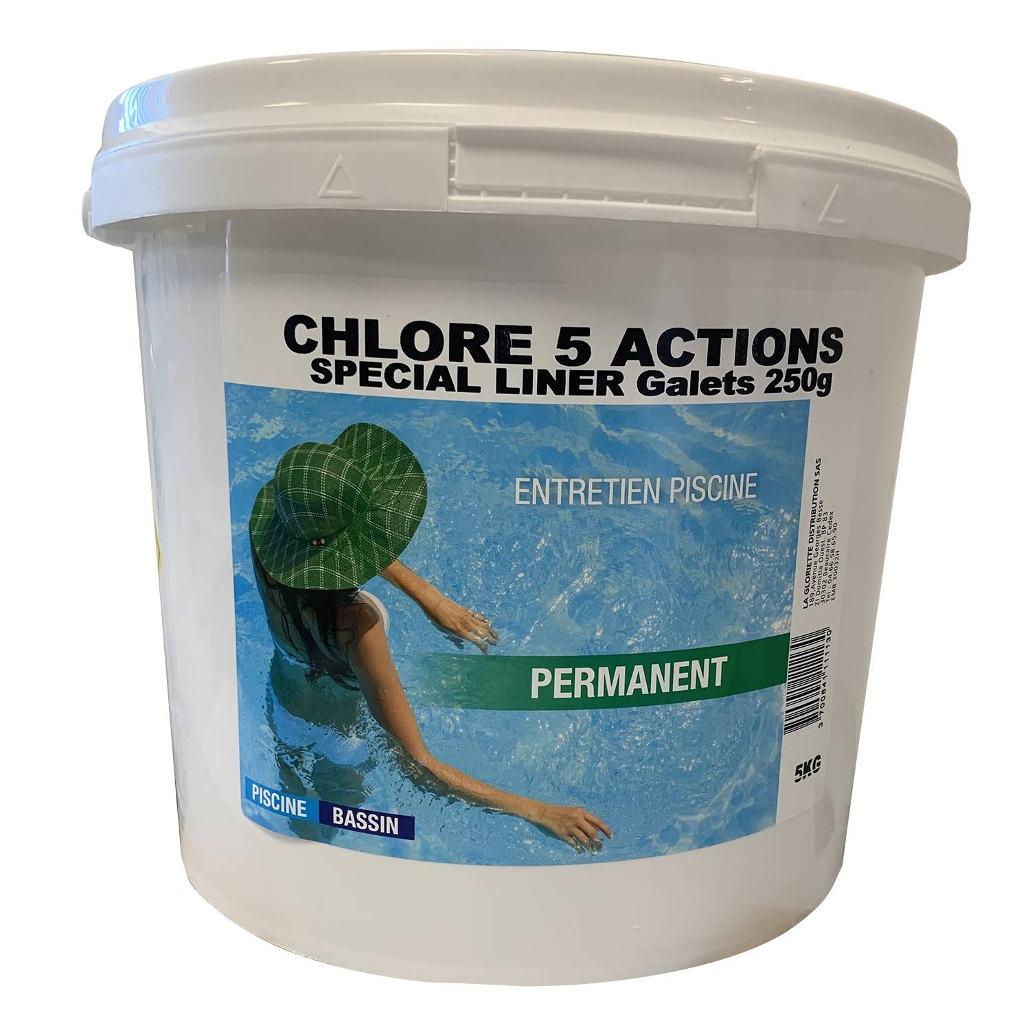 Chlore lent 5 actions galet "spécial liner" 250g 5kg 35115BCM Nmp