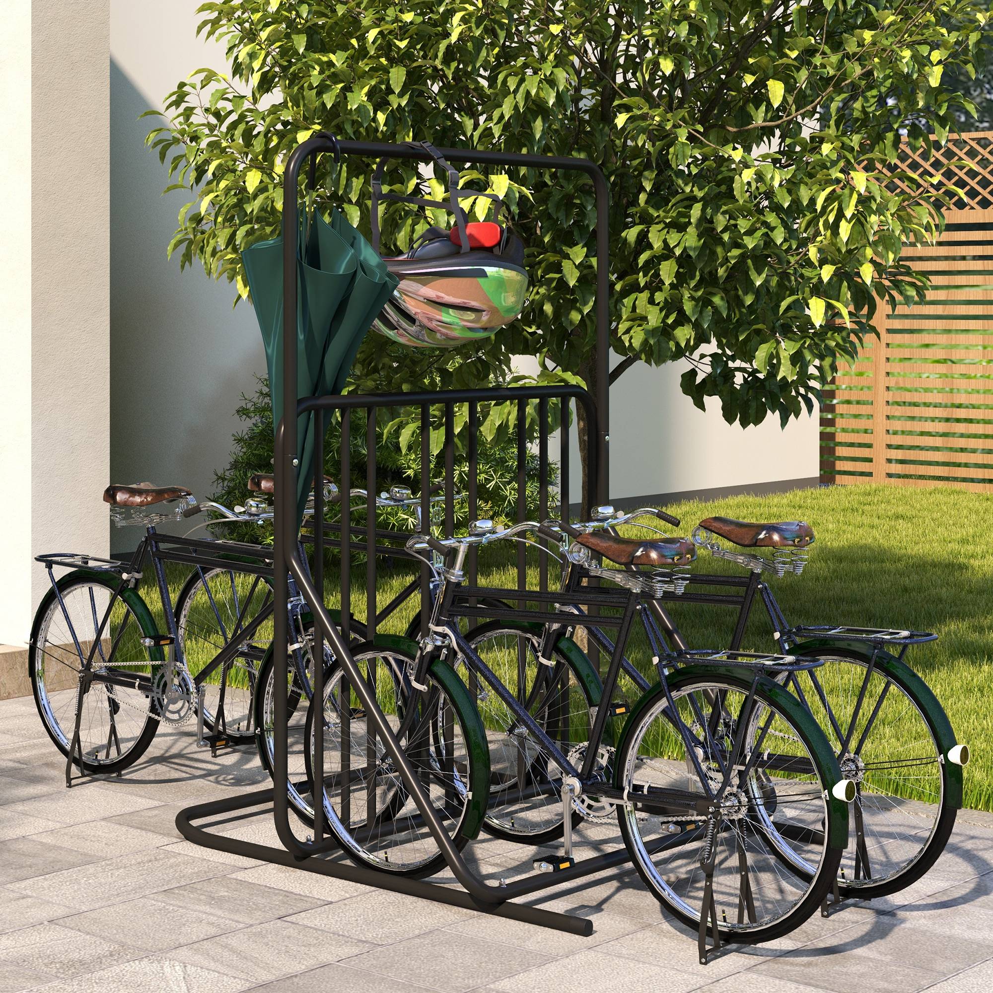 Râtelier pour vélos acier noir 102 x 92 x 130 cm - PANGIVO - Image 3