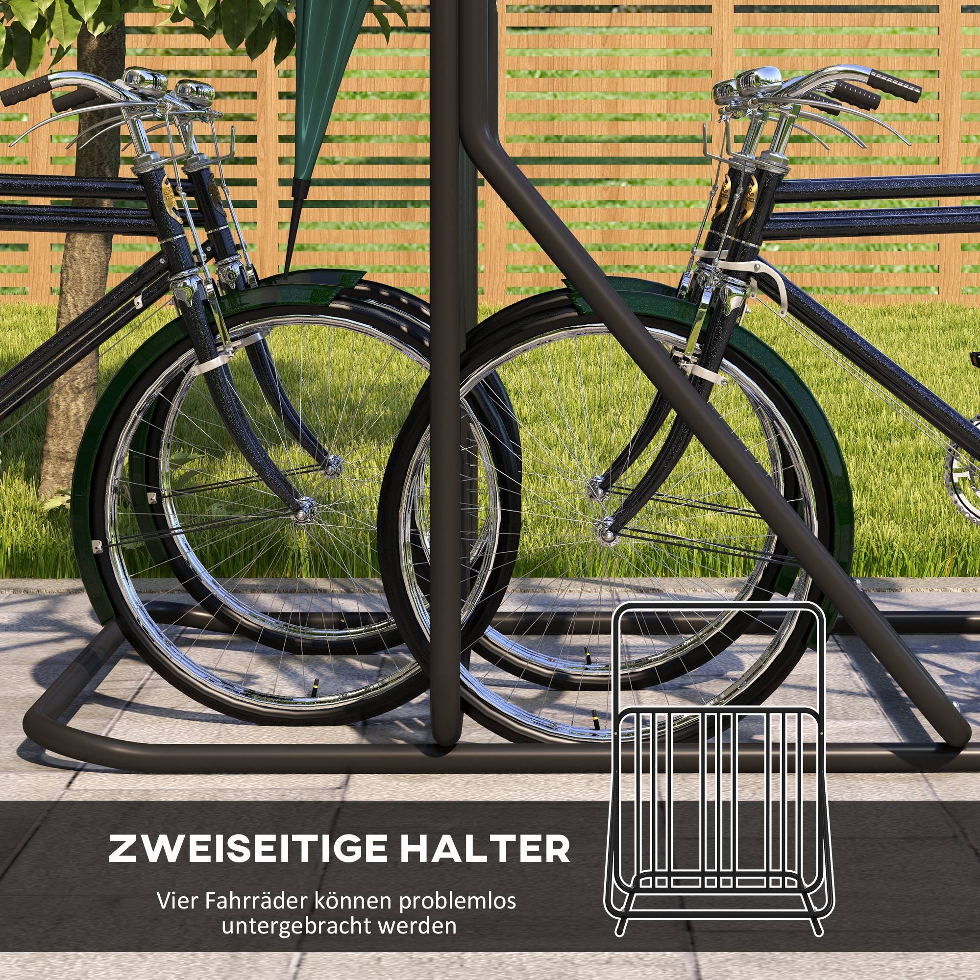 Râtelier pour vélos acier noir 102 x 92 x 130 cm - PANGIVO - Image 6