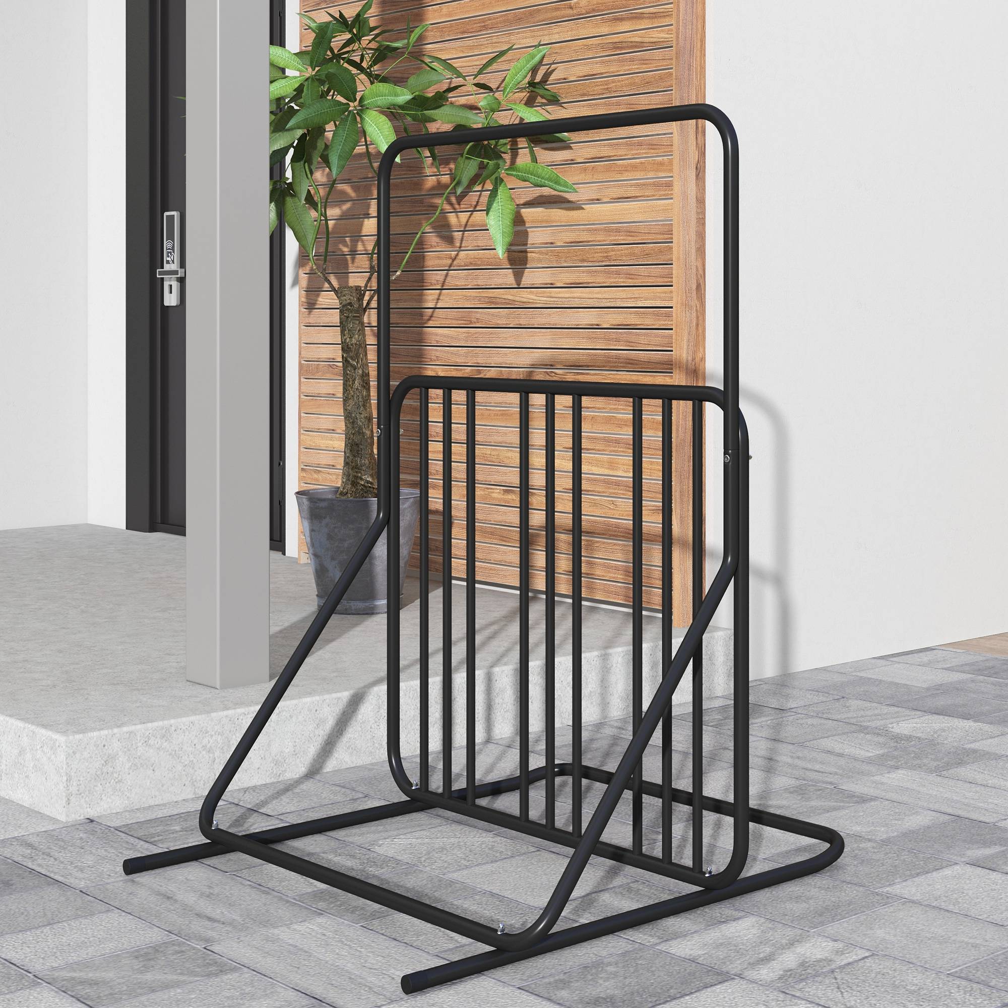 Râtelier pour vélos acier noir 102 x 92 x 130 cm - PANGIVO - Image 4