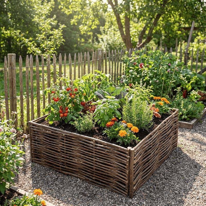 Potager carré en noisetier - 100% Naturel - 90 x 90 x 50 cm - Image 5