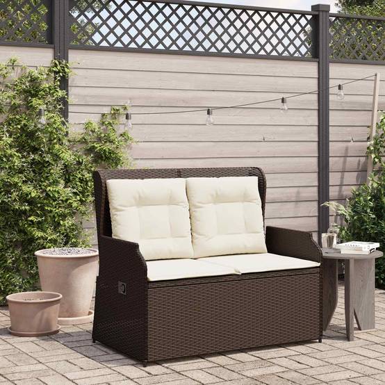 PANGIVO - Banc de jardin 2 places polyrotin Marron- PANGIVO - Image 1
