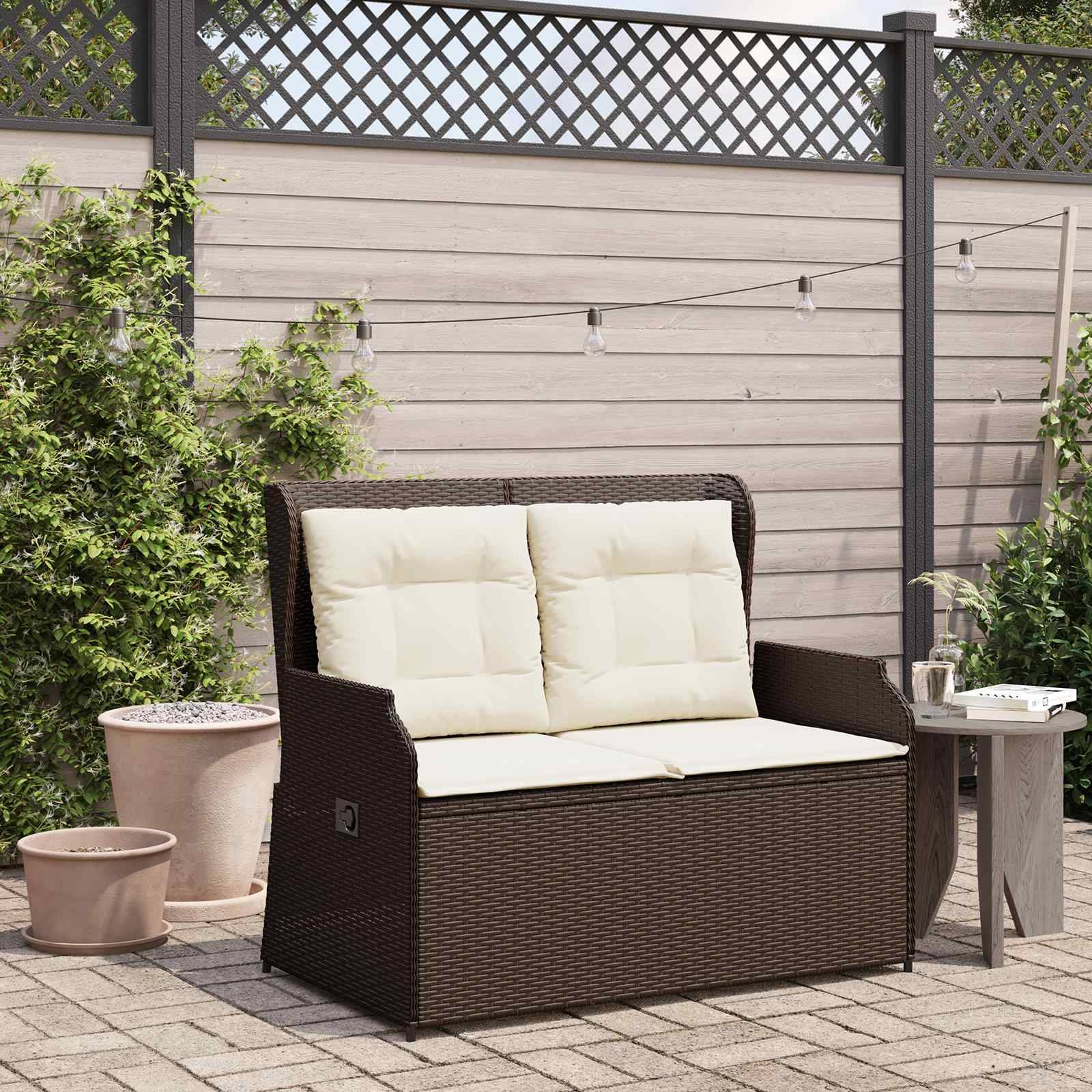 PANGIVO - Banc de jardin 2 places polyrotin Marron- PANGIVO - Image 1