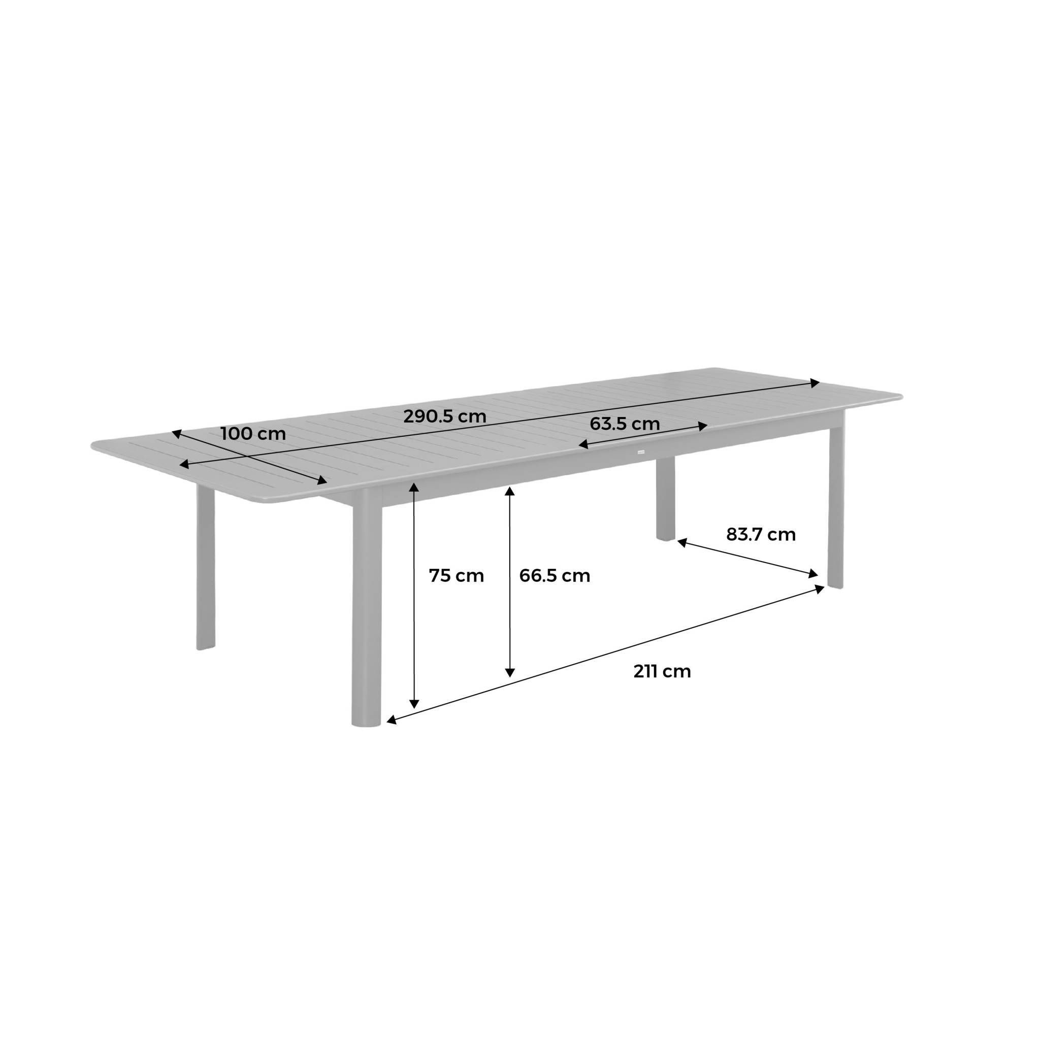 sweeek - Table de jardin kaki SEATTLE extensible aluminium. 10 places. 227 / 290 x 100 x 75 cm | sweeek - Image 6