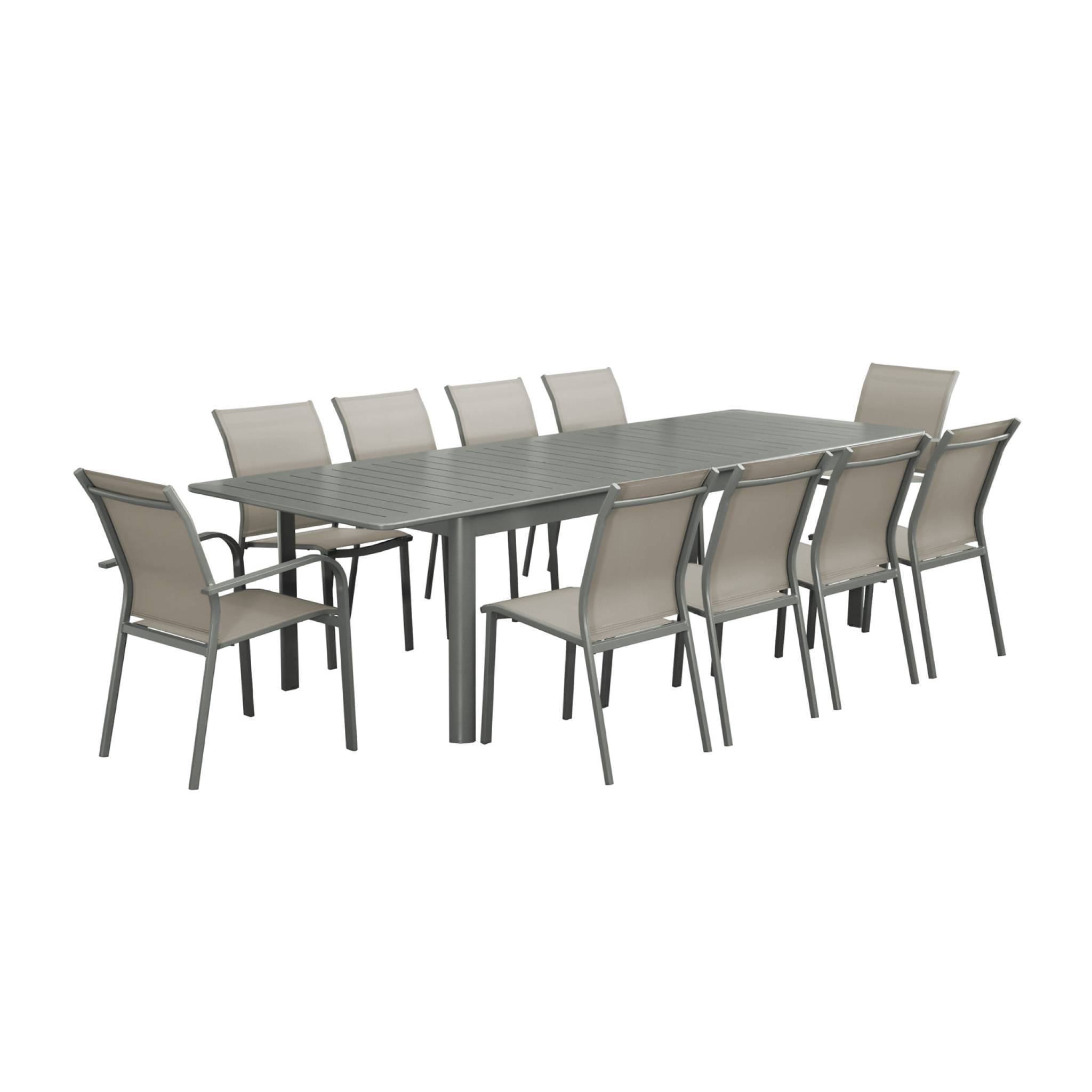 sweeek - Table de jardin kaki SEATTLE extensible aluminium. 10 places. 227 / 290 x 100 x 75 cm | sweeek - Image 7