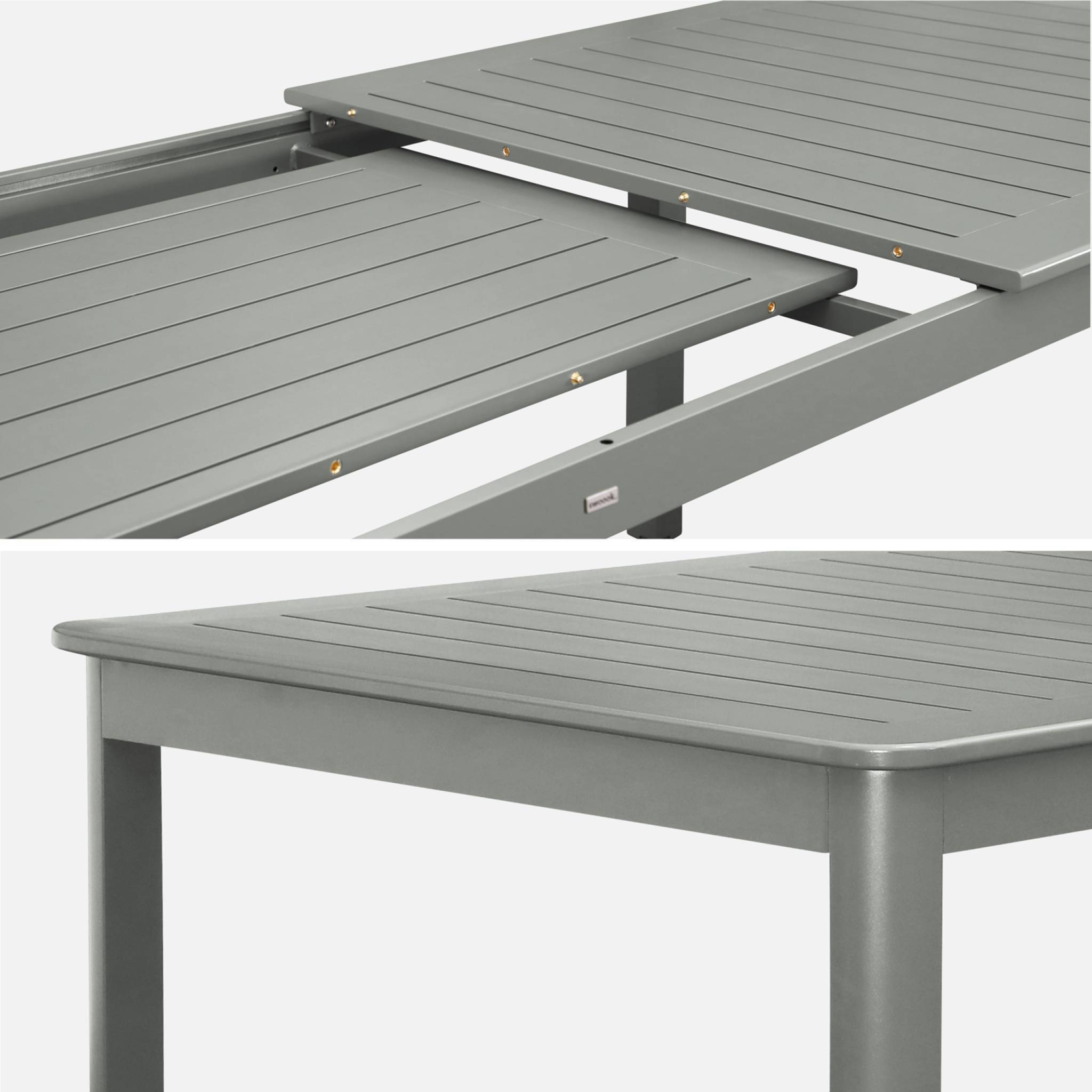 sweeek - Table de jardin kaki SEATTLE extensible aluminium. 10 places. 227 / 290 x 100 x 75 cm | sweeek - Image 5