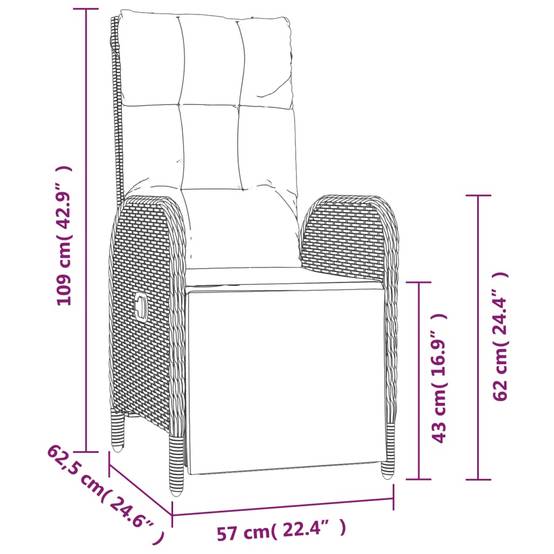 Salon de Jardin 8 Personnes Résine Tressée, Table Bois d'Acacia et 8 Fauteuils Inclinables avec Repose-pieds, Noir – ComfortXL Outdoor Living - Image 10