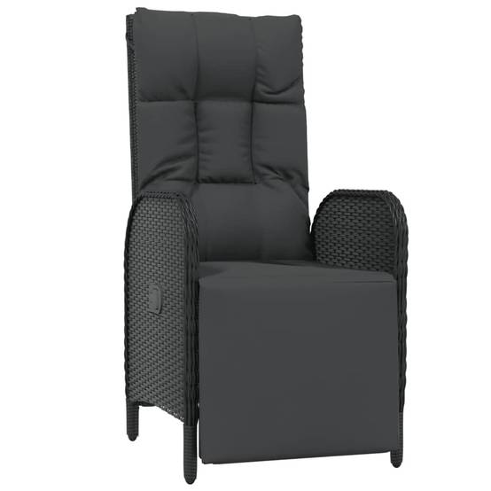 Salon de Jardin 8 Personnes Résine Tressée, Table Bois d'Acacia et 8 Fauteuils Inclinables avec Repose-pieds, Noir – ComfortXL Outdoor Living - Image 4