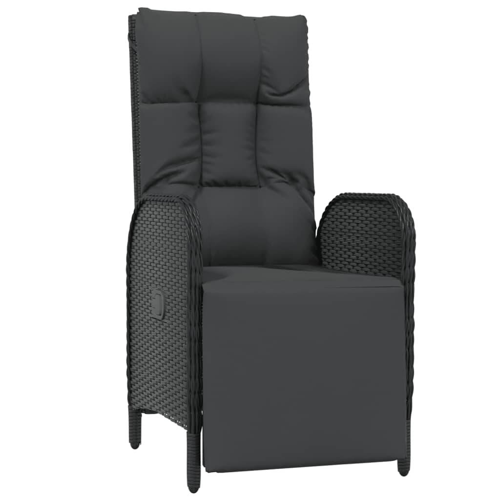 Salon de Jardin 8 Personnes Résine Tressée, Table Bois d'Acacia et 8 Fauteuils Inclinables avec Repose-pieds, Noir – ComfortXL Outdoor Living - Image 4