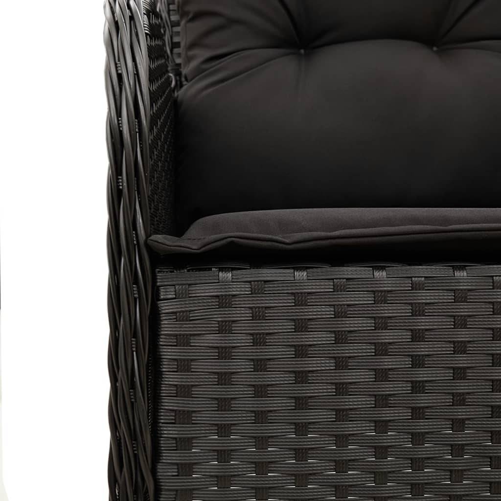 Salon de Jardin 8 Personnes Résine Tressée, Table Bois d'Acacia et 8 Fauteuils Inclinables avec Repose-pieds, Noir – ComfortXL Outdoor Living - Image 6