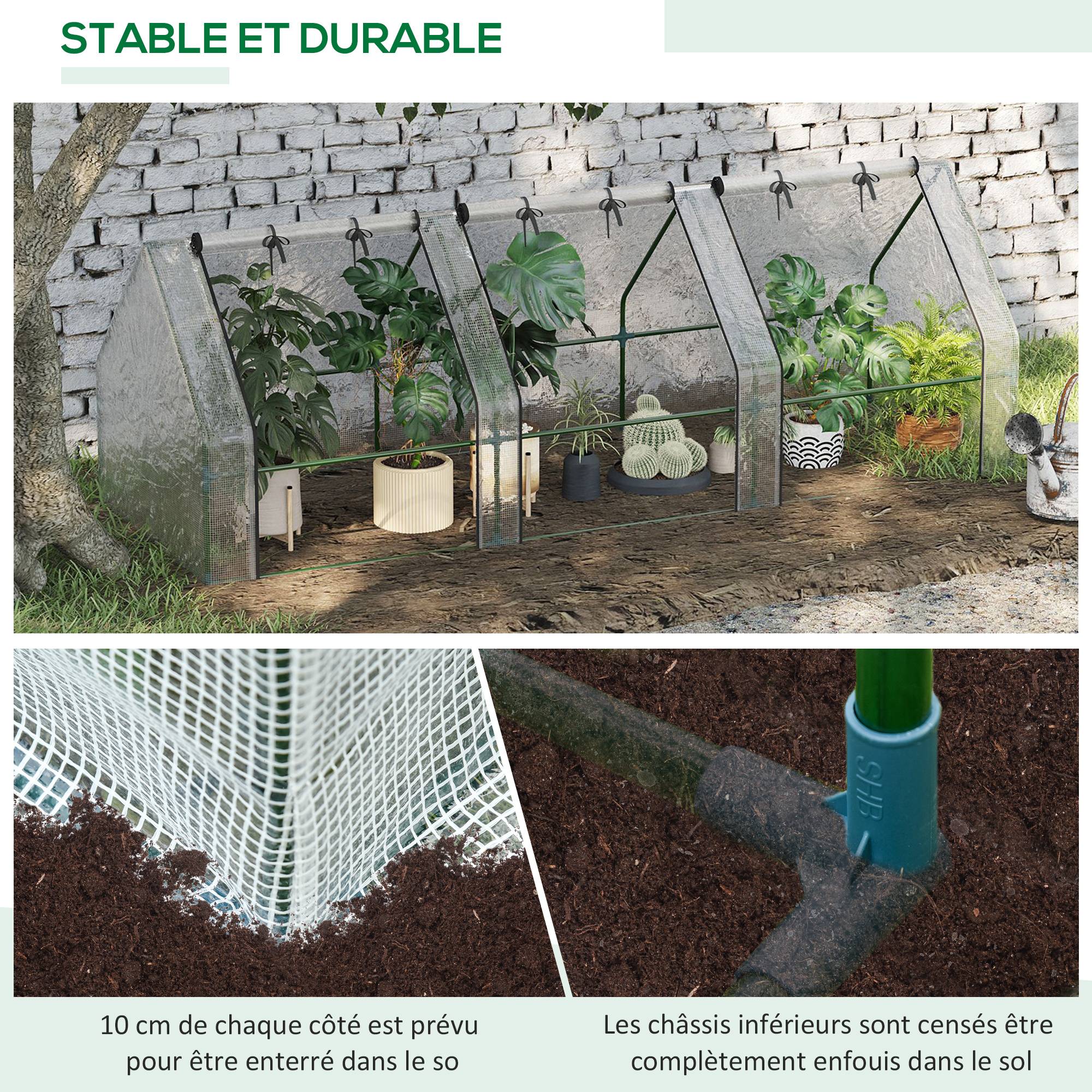 ComfortXL - Mini serre tunnel PE pour jardin maraîcher Protection UV 270x90x90cm Blanc - ComfortXL Outdoor Living - Image 7
