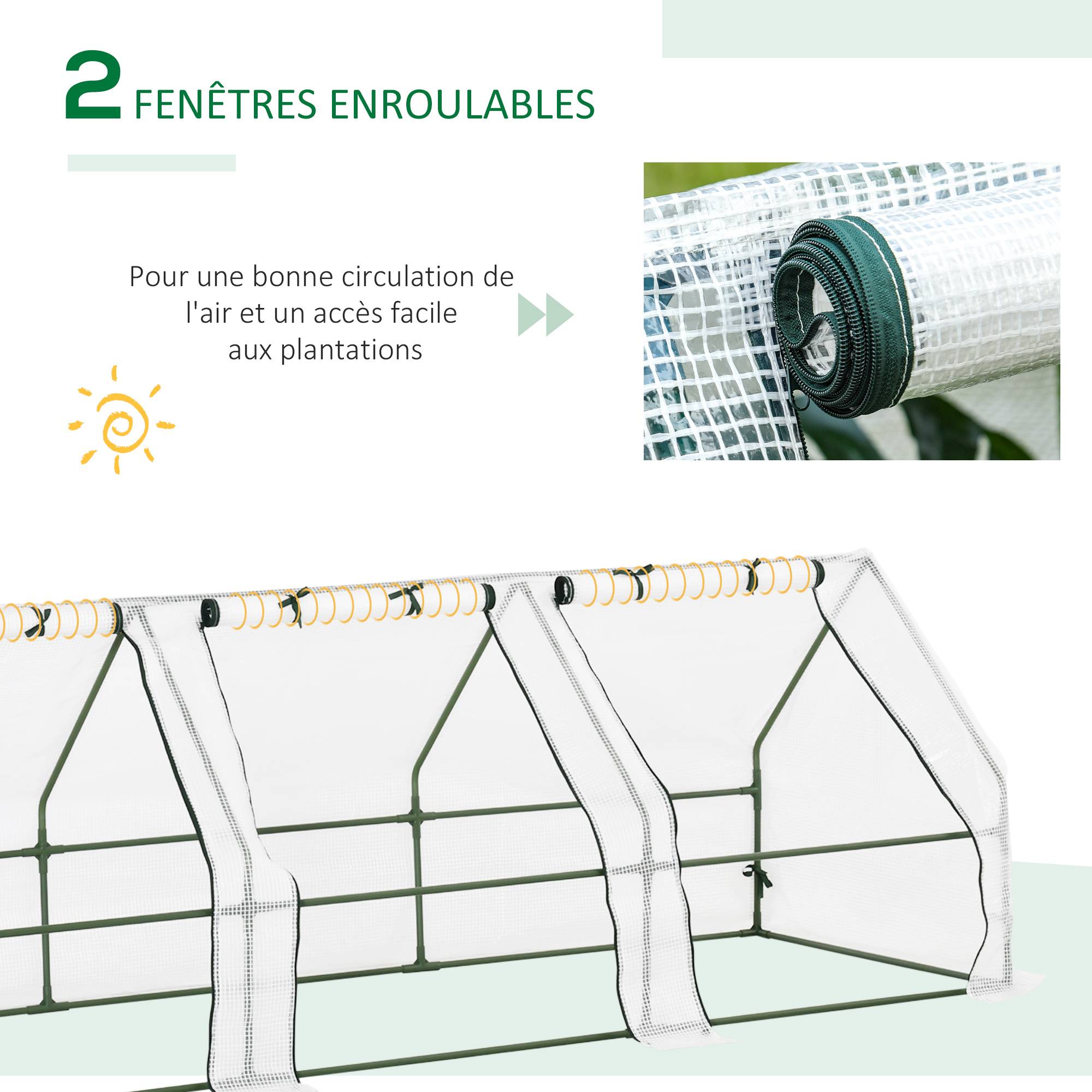 ComfortXL - Mini serre tunnel PE pour jardin maraîcher Protection UV 270x90x90cm Blanc - ComfortXL Outdoor Living - Image 9