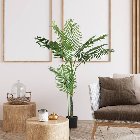 Plante artificielle intérieure 150 cm, palmier arbre artificiel avec pot en plastique et flocage - Image 4