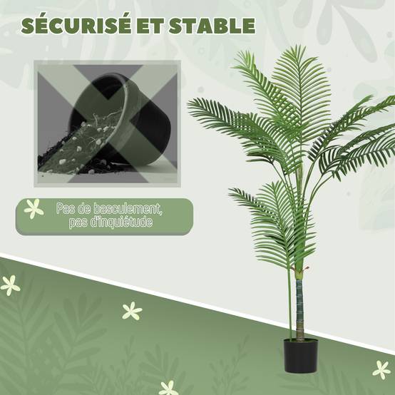Plante artificielle intérieure 150 cm, palmier arbre artificiel avec pot en plastique et flocage - Image 9
