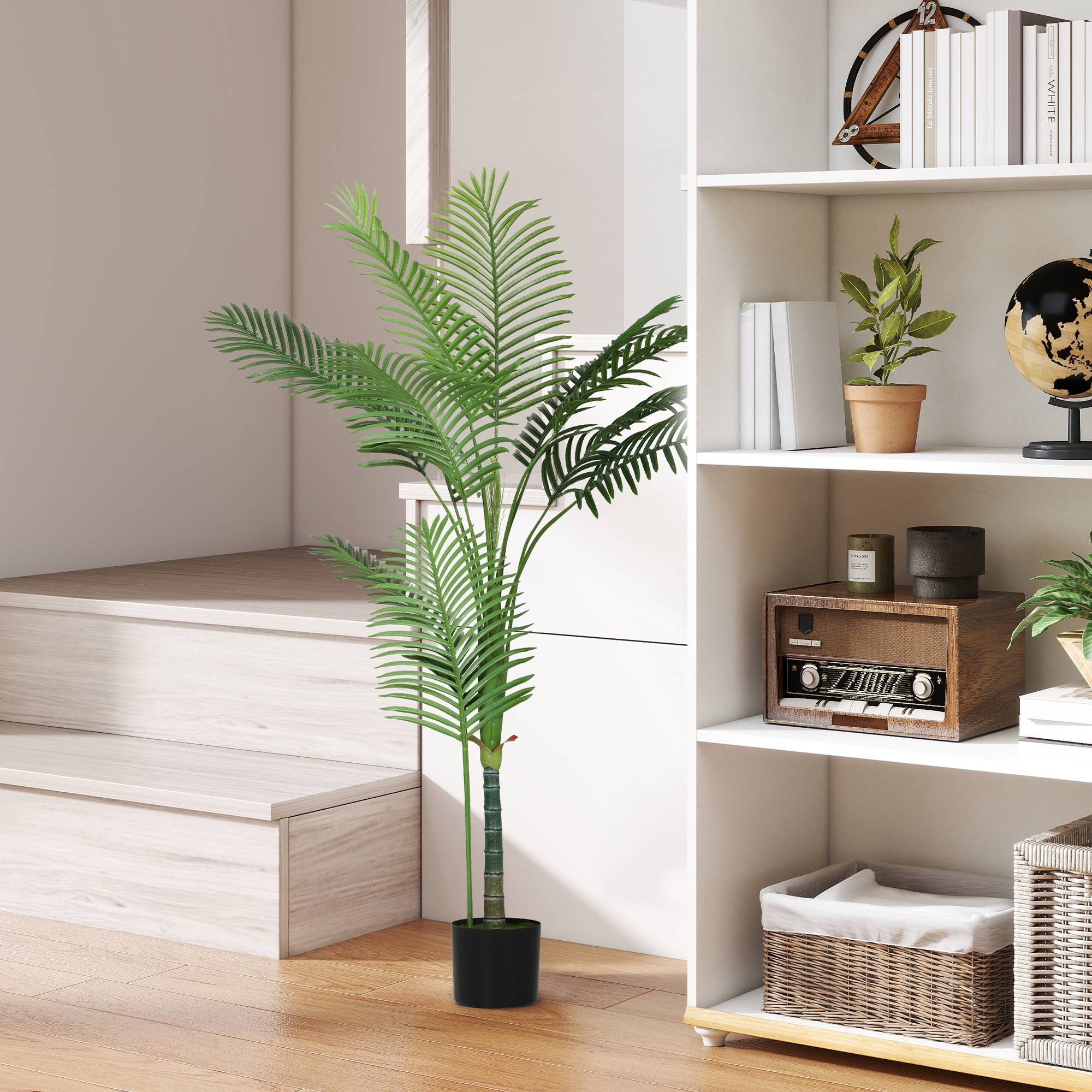 Plante artificielle intérieure 150 cm, palmier arbre artificiel avec pot en plastique et flocage - Image 3