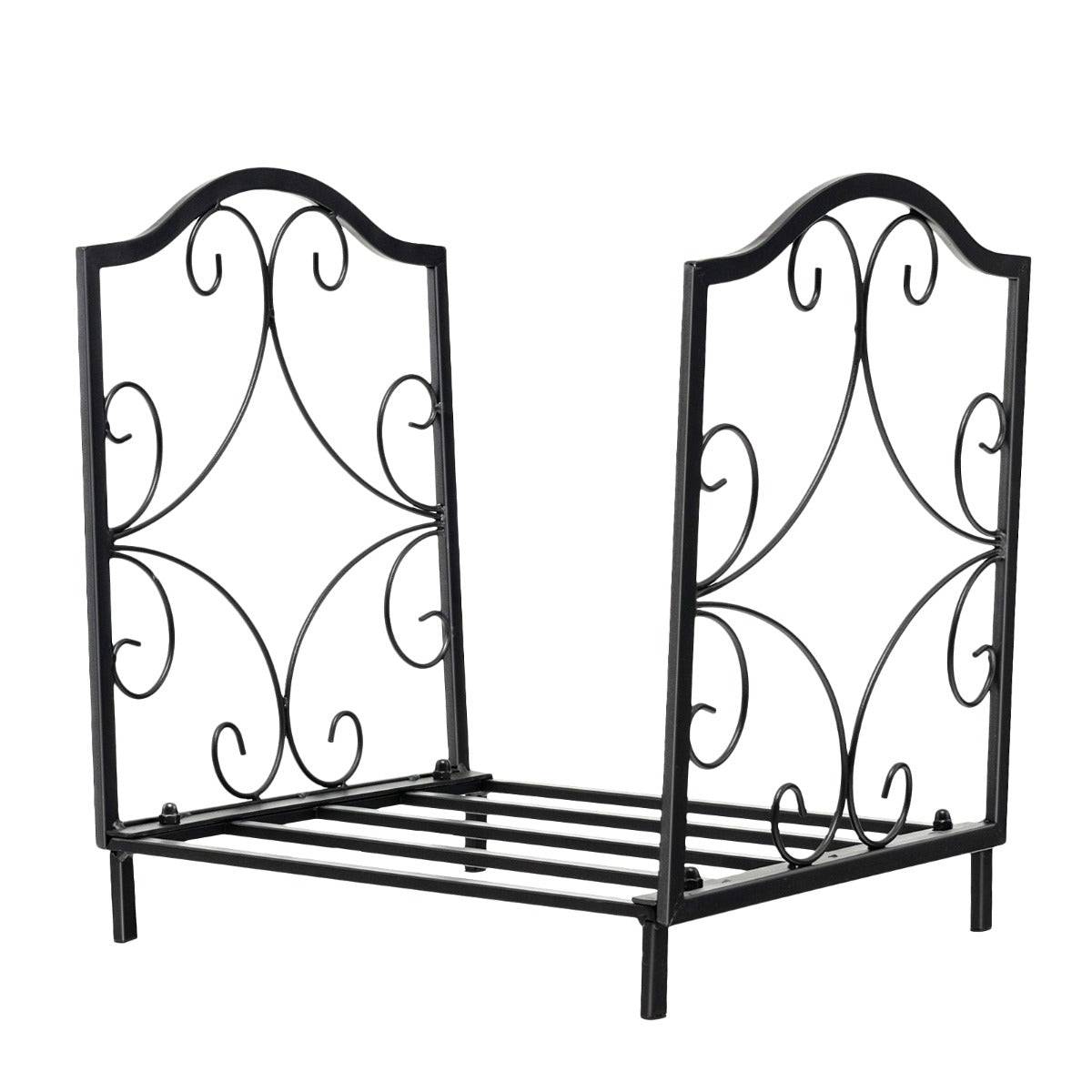 Helloshop26 - Porte-bûches en fer forgé avec poignée charge max 60 kg de bois range-bûche pour poêle brasero foyer cheminée 44 x 32 x 39,5 cm - Imagen 1