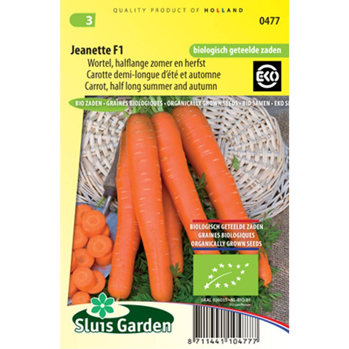 Carotte Jeanette F1 BIO le sachet de 530 graines environ