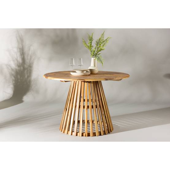 Table de Jardin Ronde en Bois "Lumpur" 120cm Naturel - Image 8