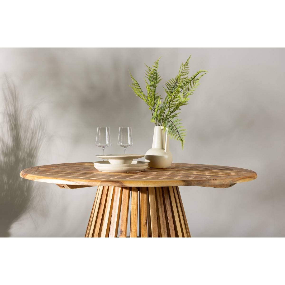Table de Jardin Ronde en Bois "Lumpur" 120cm Naturel - Image 6