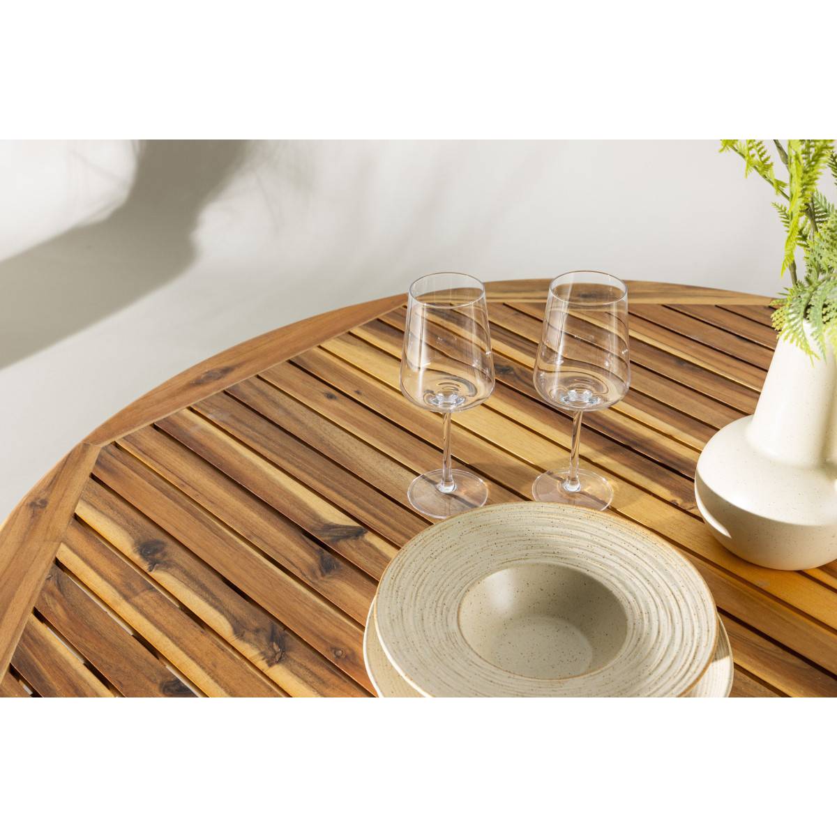 Table de Jardin Ronde en Bois "Lumpur" 120cm Naturel - Image 7