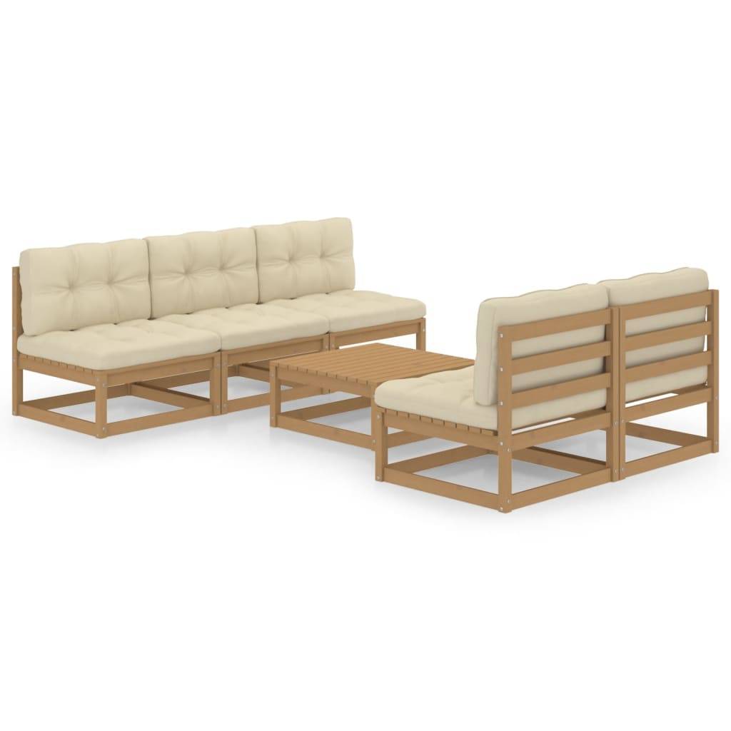 Helloshop26 - Salon de jardin meuble d'extérieur ensemble de mobilier 6 pièces avec coussins bois de pin massif - Imagen 1