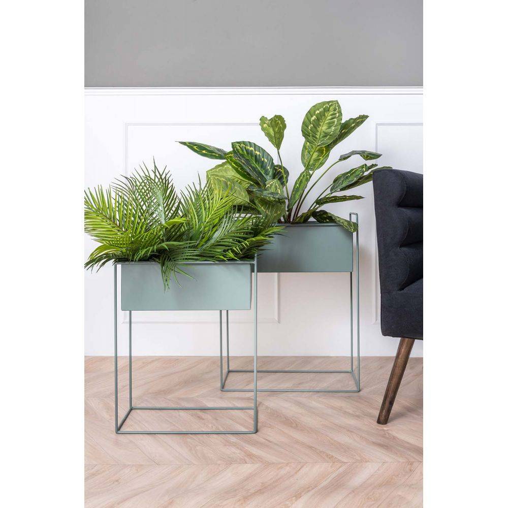 Pt Living - Set de 2 supports à plantes rectangulaires en métal Essence Vert - Imagen 4
