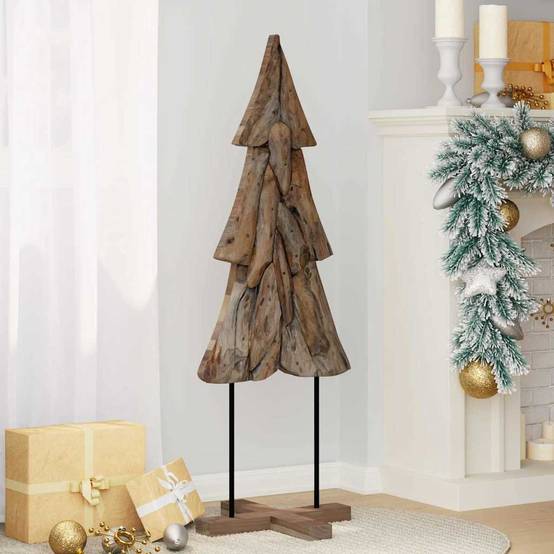 Arbre de Noël design en bois de teck massif pour décoration intérieure 120 cm – ComfortXL Outdoor Living - Image 3