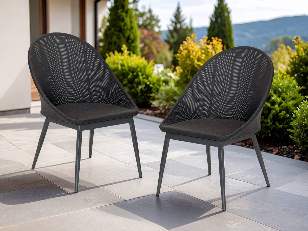Lot de 2 Fauteuils de jardin en aluminium avec coussin gris Fuerte Ventura - Jardiline - Imagen 2
